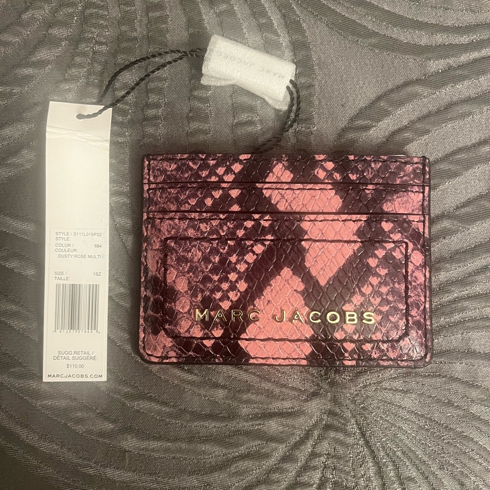 Marc Jacobs Pink & Black Snakeskin Leather Card Case